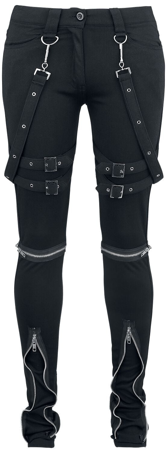 Pantalon en toile Gothic de Gothicana by EMP - Megan - W27L32 à W31L34 - pour Femme - noir - Gothicana by EMP