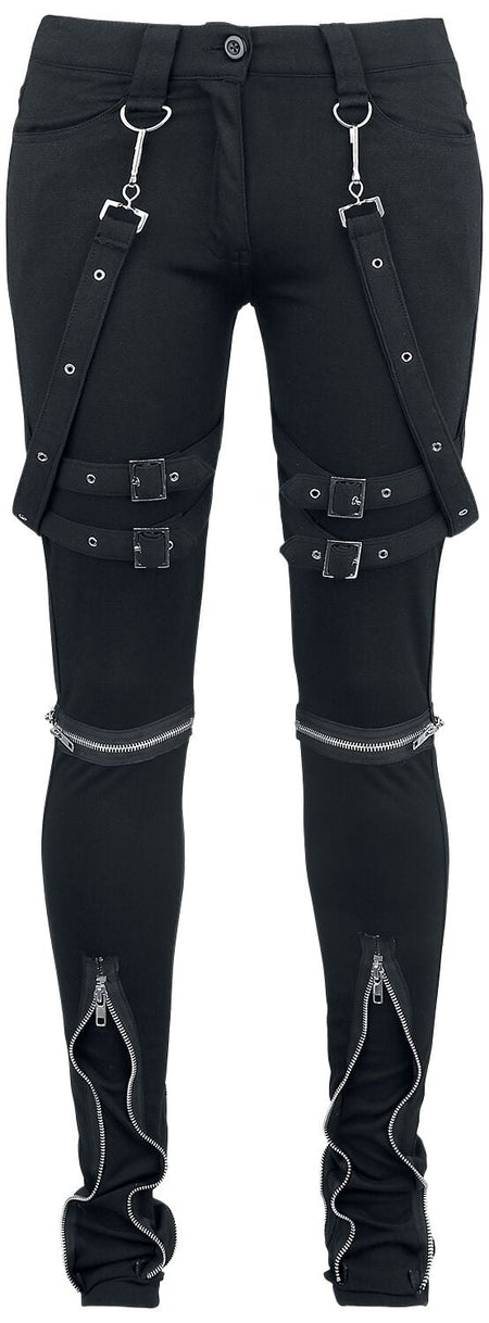 Pantalon en toile Gothic de Gothicana by EMP - Megan - W27L32 à W31L34 - pour Femme - noir - Gothicana by EMP