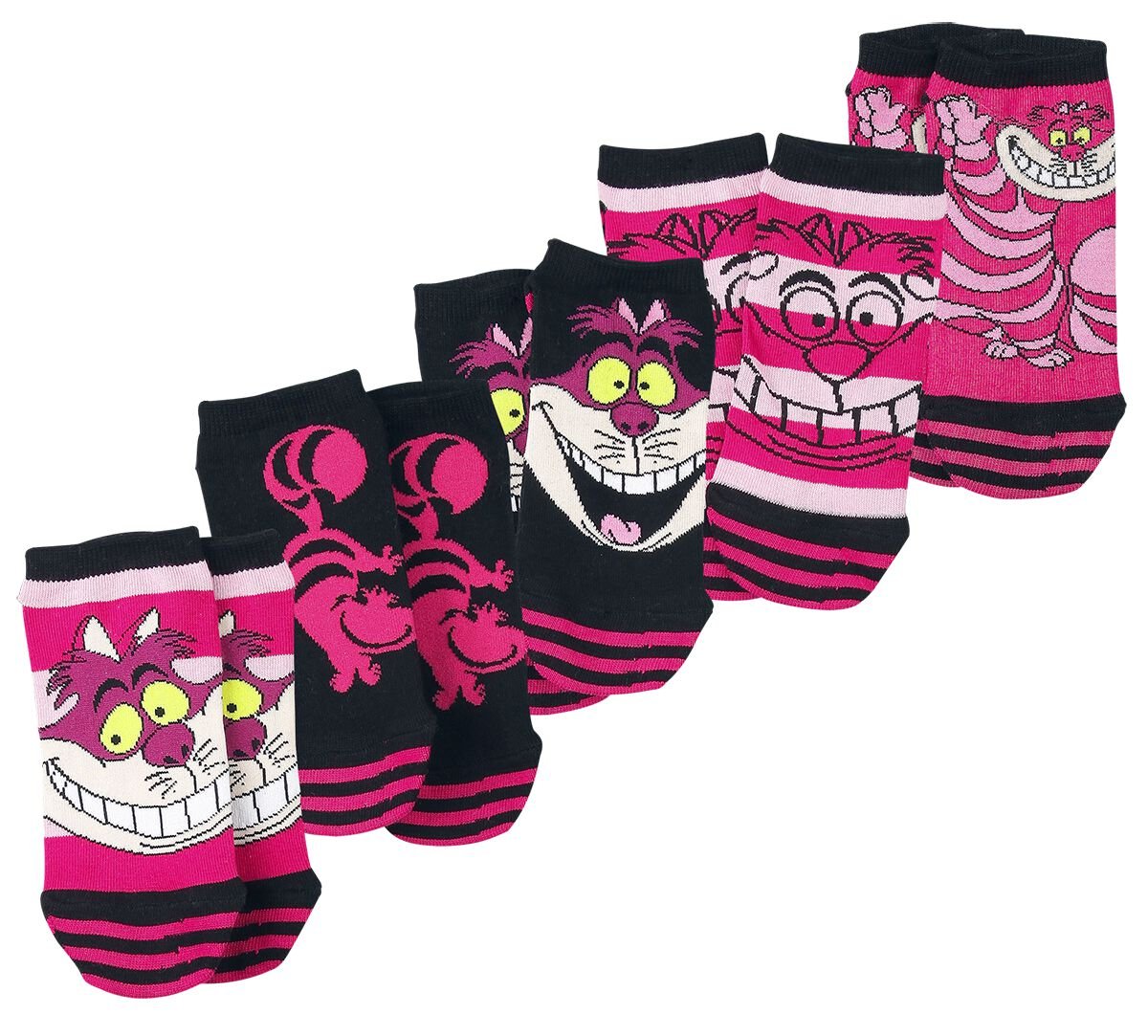 Chaussettes Disney de Alice Au Pays Des Merveilles - Cheshire Cat - EU35-38 à EU 39-42 - pour Femme - rose/noir - Alice Au Pays Des Merveilles