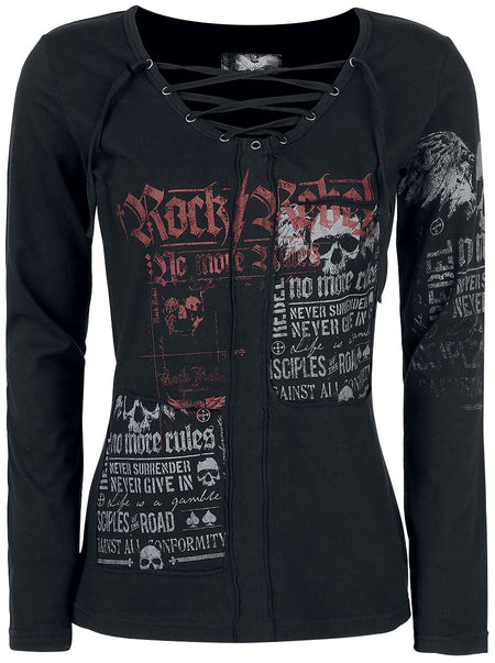T-shirt manches longues  de Rock Rebel by EMP - Stay Awake - XS à XXL - pour Femme - noir - Rock Rebel by EMP