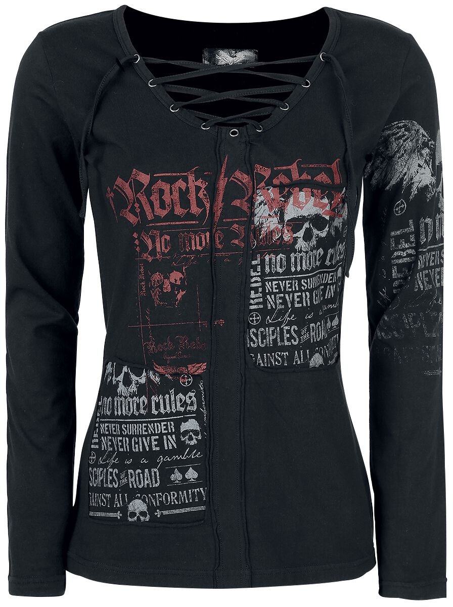 T-shirt manches longues  de Rock Rebel by EMP - Stay Awake - XS à XXL - pour Femme - noir - Rock Rebel by EMP