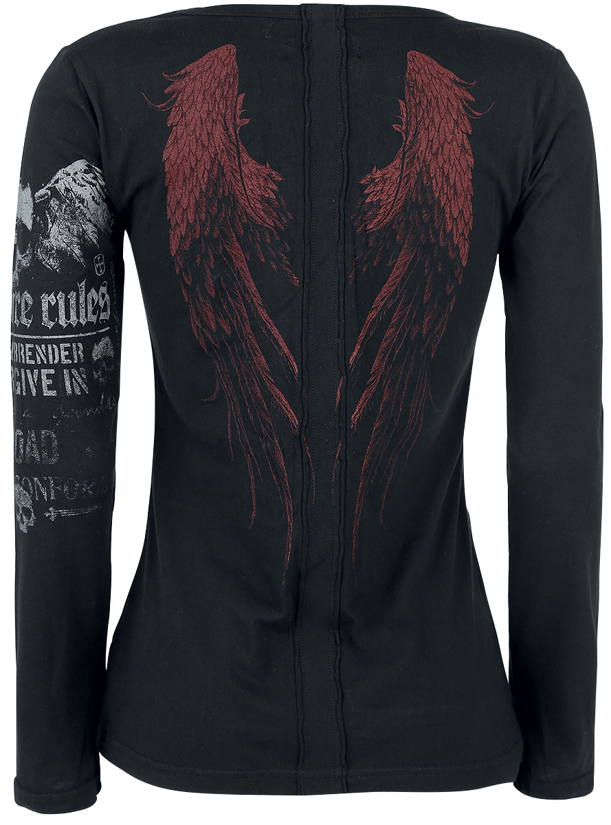 T-shirt manches longues  de Rock Rebel by EMP - Stay Awake - XS à XXL - pour Femme - noir - Rock Rebel by EMP - View 2