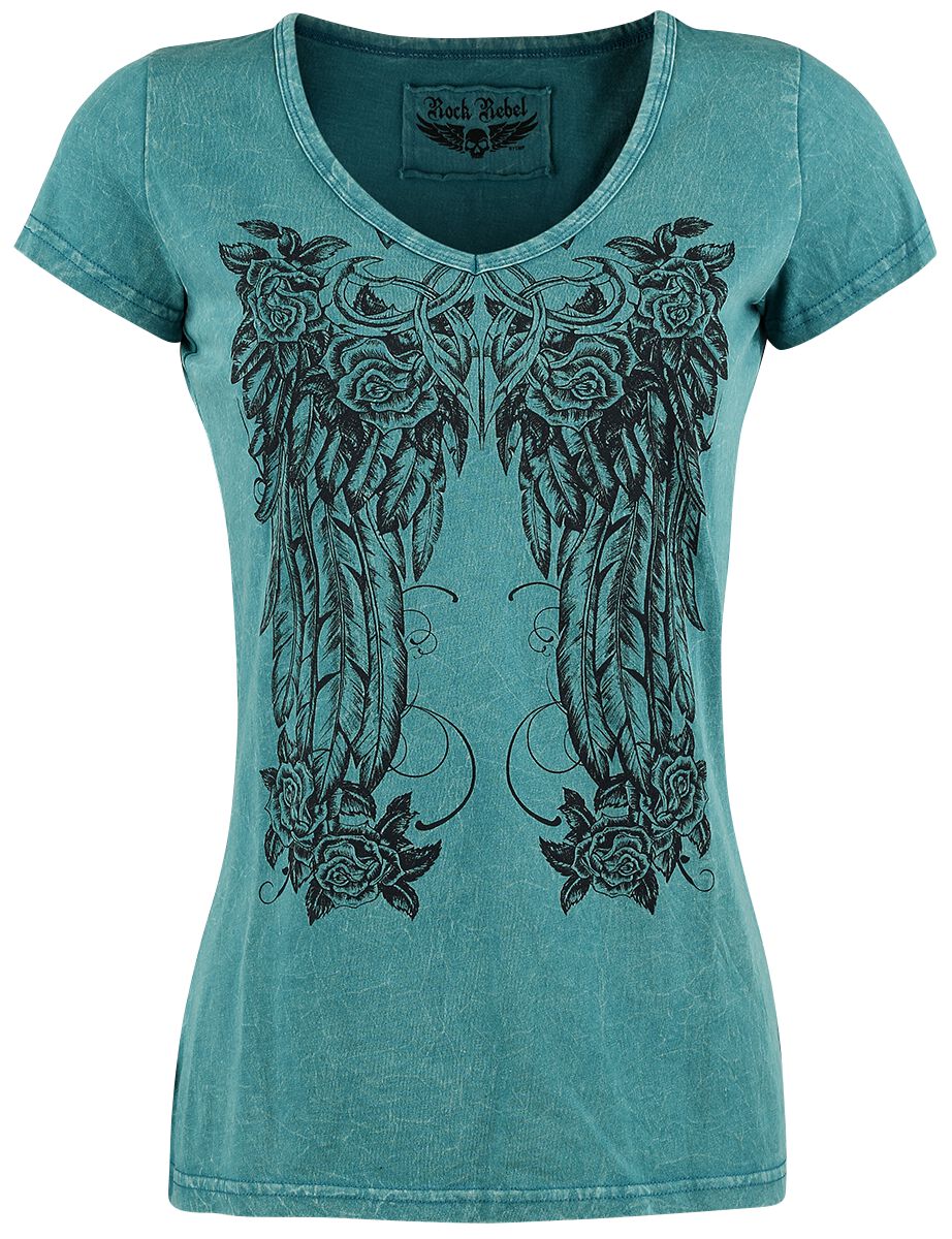 T-Shirt Manches courtes  de Rock Rebel by EMP - Shades Of Truth - S à 3XL - pour Femme - pétrole - Rock Rebel by EMP