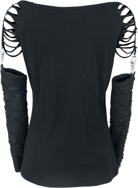T-shirt manches longues Gothic de Gothicana by EMP - Days Without - S à XXL - pour Femme - noir - Gothicana by EMP - View 2