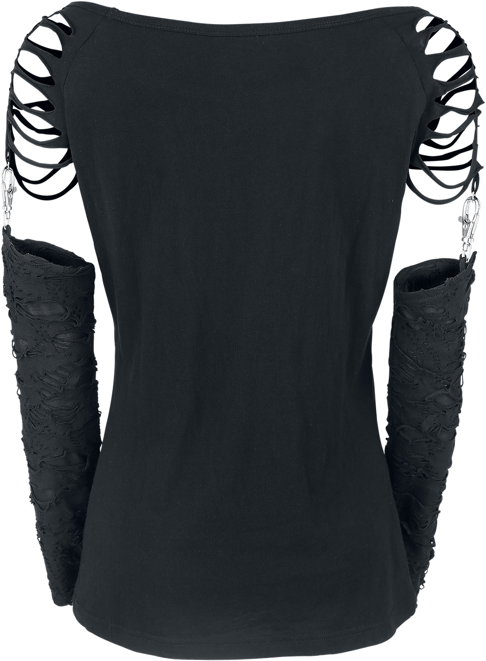 T-shirt manches longues Gothic de Gothicana by EMP - Days Without - S à XXL - pour Femme - noir - Gothicana by EMP - View 2