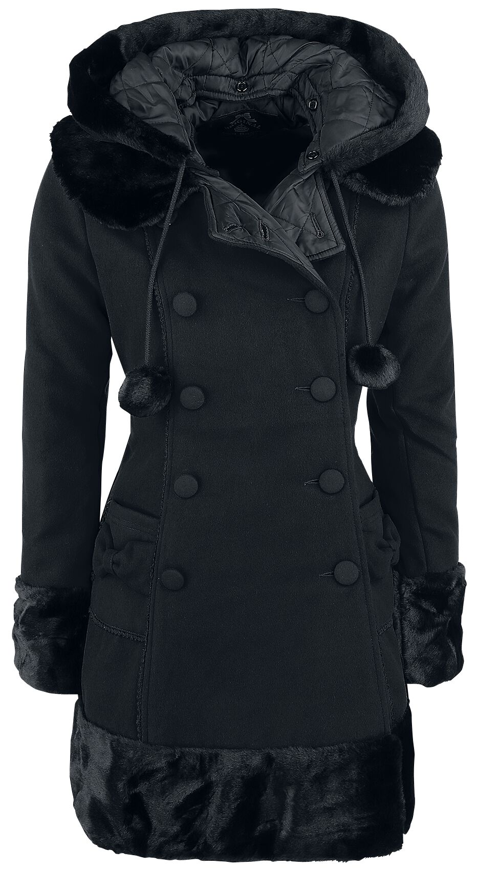 Manteau d'hiver Rockabilly de Hell Bunny - Manteau Sarah Jane - XS à 4XL - pour Femme - noir - hell bunny
