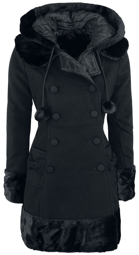 Manteau d'hiver Rockabilly de Hell Bunny - Manteau Sarah Jane - XS à 4XL - pour Femme - noir - hell bunny