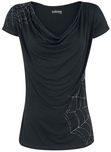 T-Shirt Manches courtes Gothic de Gothicana by EMP - Emma - S à 5XL - pour Femme - noir - Gothicana by EMP