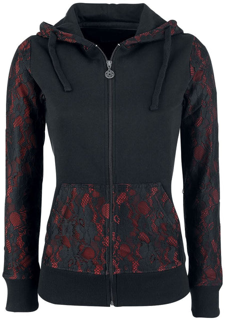 Sweat-shirt zippé à capuche Gothic de Gothicana by EMP - Freaking Out Loud - S à 5XL - pour Femme - noir - Gothicana by EMP