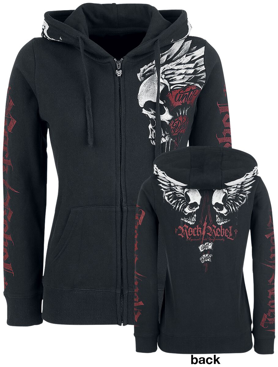 Sweat-shirt zippé à capuche  de Rock Rebel by EMP - Freaking Out Loud - S à 3XL - pour Femme - noir - Rock Rebel by EMP