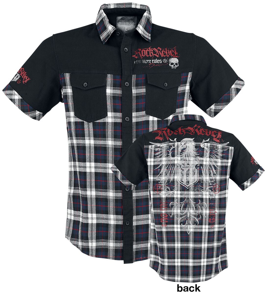Chemise manches courtes Rockabilly de Rock Rebel by EMP - Hard Decisions - S à 5XL - pour Homme - noir - Rock Rebel by EMP
