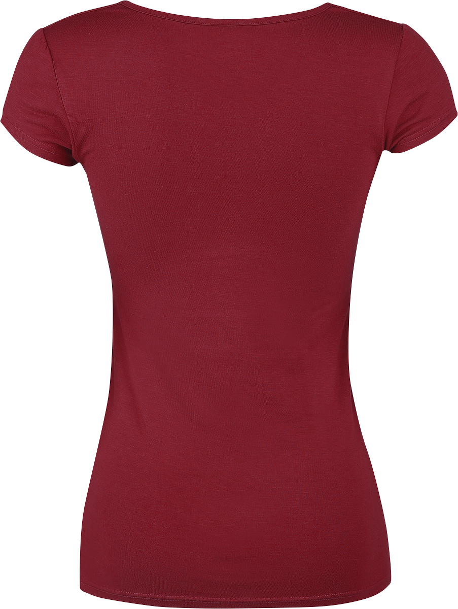T-Shirt Manches courtes  de Black Premium by EMP - Haut V Fashion - S - pour Femme - bordeaux - Black Premium by EMP - View 2