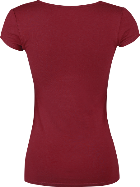 T-Shirt Manches courtes  de Black Premium by EMP - Haut V Fashion - S - pour Femme - bordeaux - Black Premium by EMP - View 2