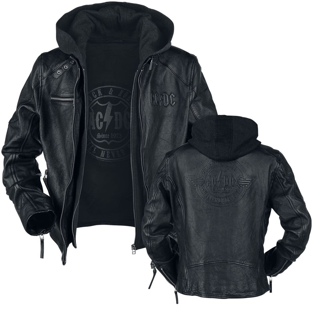 Veste en cuir  de AC/DC - Rock & Roll - Will Never Die - S à 3XL - pour Homme - noir - AC/DC