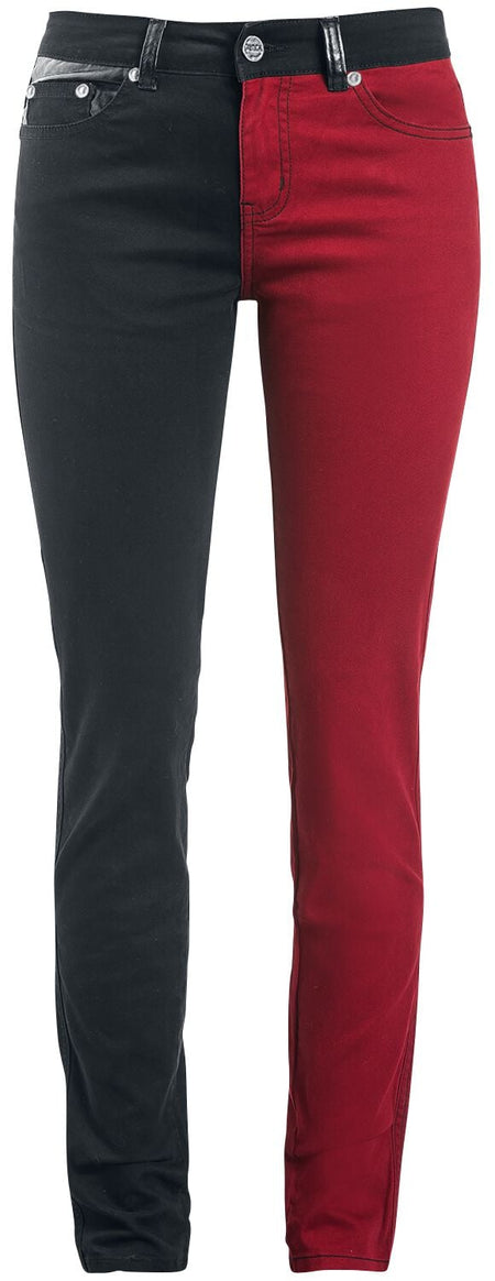Pantalon en toile  de Black Premium by EMP - Skarlett - W27L32 à W34L34 - pour Femme - noir/rouge - Black Premium by EMP