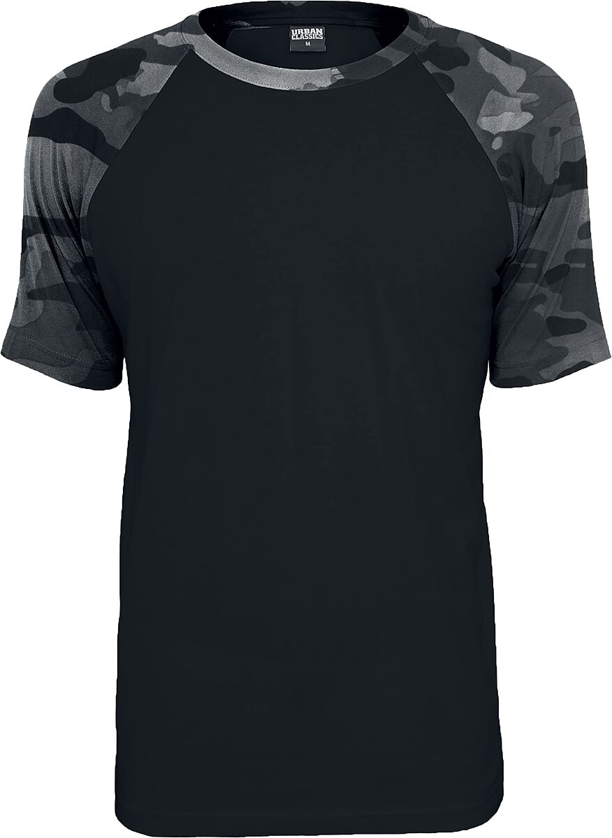 T-Shirt Manches courtes  de Urban Classics - T-Shirt Raglan Contrast - M à 3XL - pour Homme - noir/camouflage sombre - Urban Classics