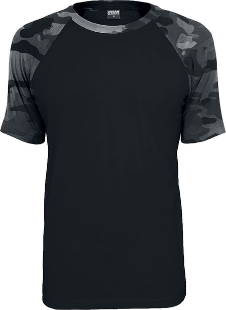 T-Shirt Manches courtes  de Urban Classics - T-Shirt Raglan Contrast - S à 4XL - pour Homme - noir/camouflage sombre - Urban Classics