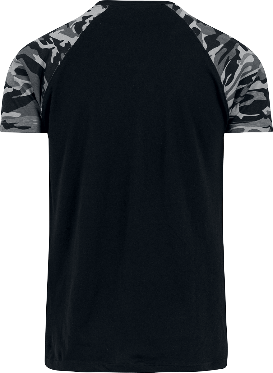 T-Shirt Manches courtes  de Urban Classics - T-Shirt Raglan Contrast - M à 3XL - pour Homme - noir/camouflage sombre - Urban Classics - View 2
