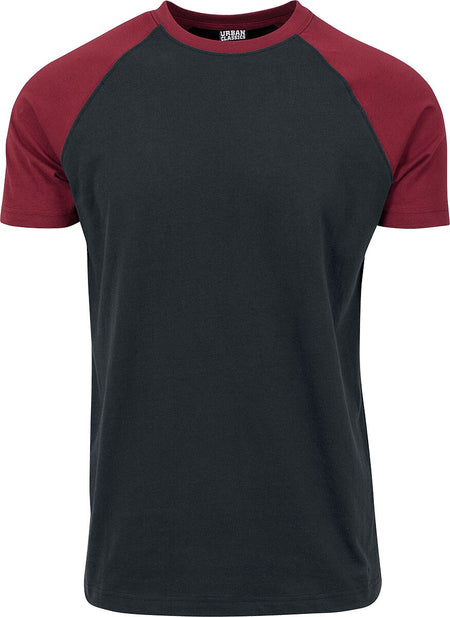 T-Shirt Manches courtes  de Urban Classics - T-Shirt Raglan Contrast - S à XXL - pour Homme - noir/bourgogne - Urban Classics