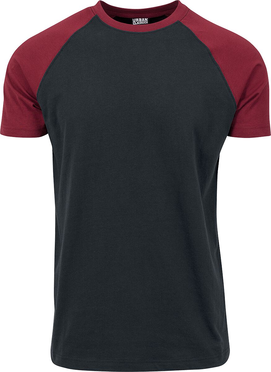T-Shirt Manches courtes  de Urban Classics - T-Shirt Raglan Contrast - S à XXL - pour Homme - noir/bourgogne - Urban Classics