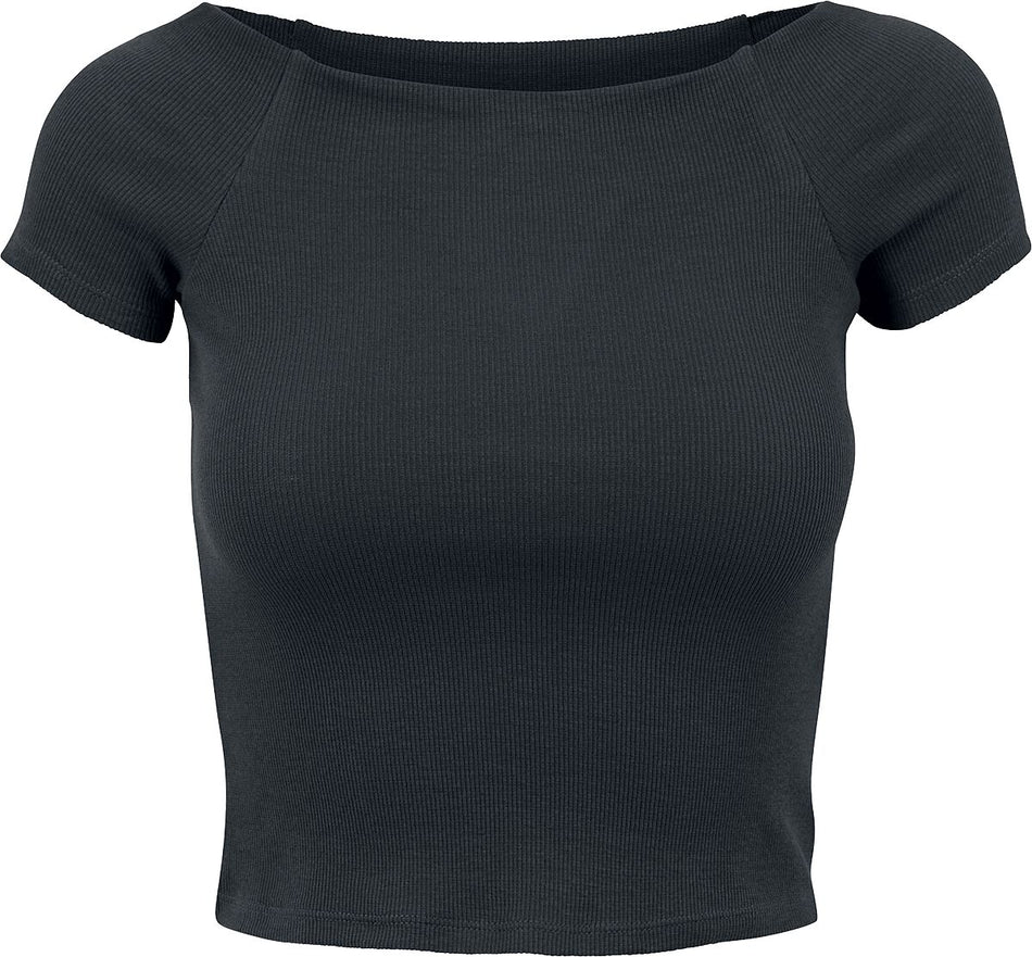 T-Shirt Manches courtes  de Urban Classics - T-shirt Court Épaules Dénudées - XS à XL - pour Femme - noir - Urban Classics