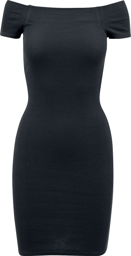 Robe courte  de Urban Classics - Robe-Pull Épaule Dénudée - XS à S - pour Femme - noir - Urban Classics