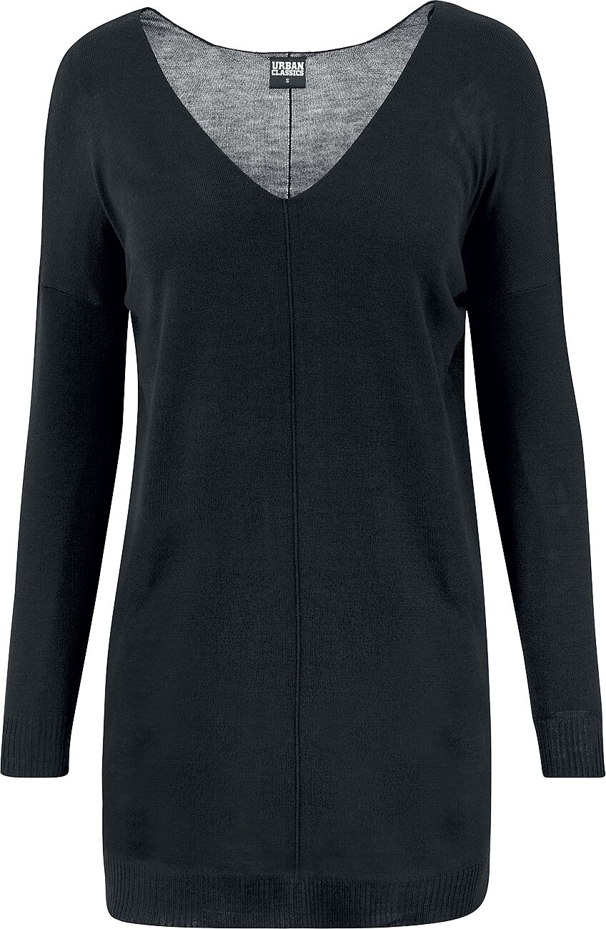Sweat-shirt  de Urban Classics - Sweat Fin Tricot Oversize Col V - S à 4XL - pour Femme - noir - Urban Classics