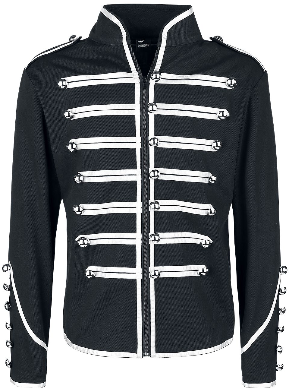 Veste d'uniforme Gothic de Banned Alternative - Veste De Style Officier - L à 5XL - pour Homme - noir/argent - Banned Alternative