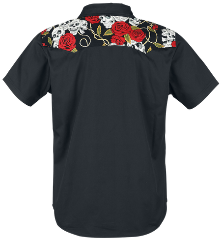 Chemise manches courtes Rockabilly de Banned Alternative - Skull Rose - M - pour Homme - noir - Banned Alternative - View 2