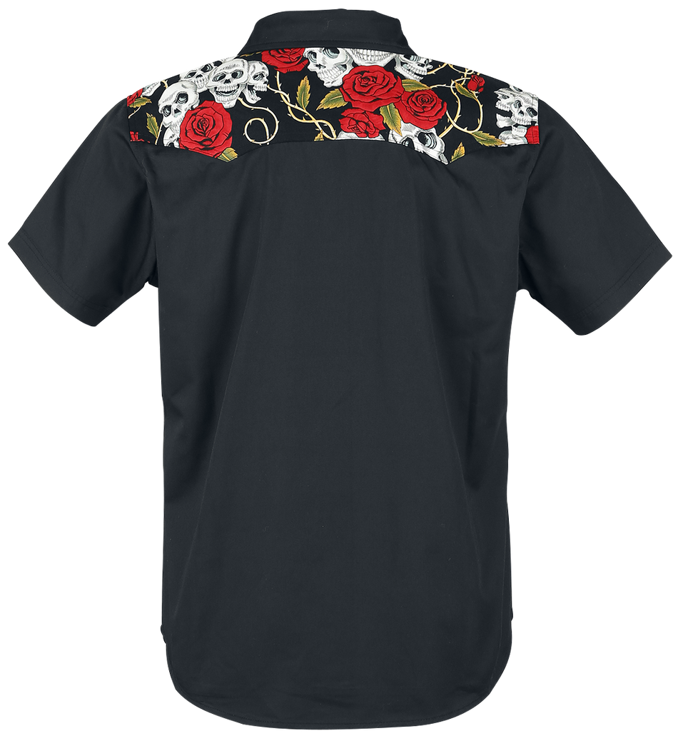 Chemise manches courtes Rockabilly de Banned Alternative - Skull Rose - M - pour Homme - noir - Banned Alternative - View 2