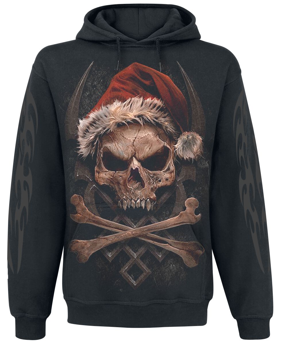 Sweat-shirt à capuche Gothic de Spiral - Rock Santa - M à L - pour Homme - noir - Spiral