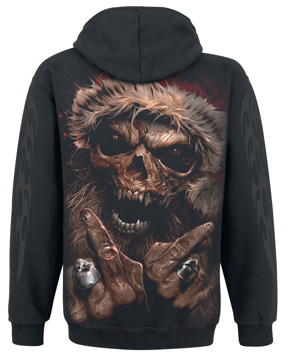Sweat-shirt à capuche Gothic de Spiral - Rock Santa - M à L - pour Homme - noir - Spiral - View 2