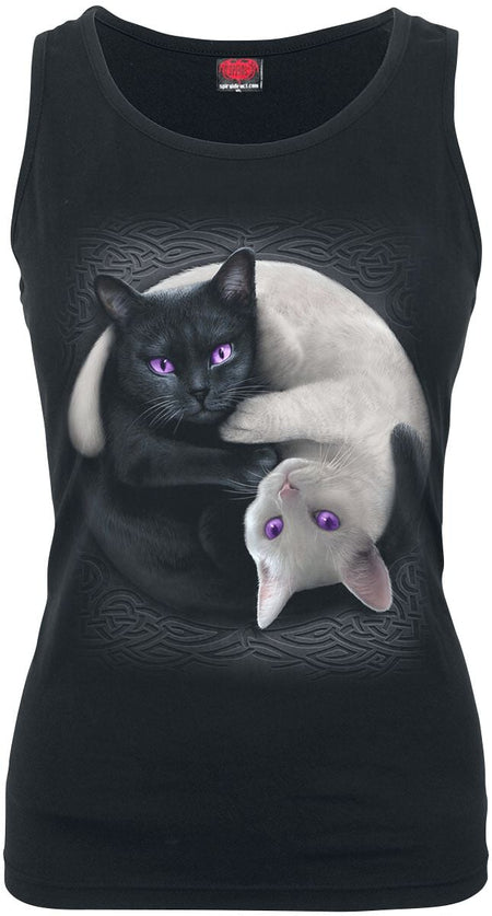 Top  de Spiral - Yin Yang Cats - M à XXL - pour Femme - noir - Spiral