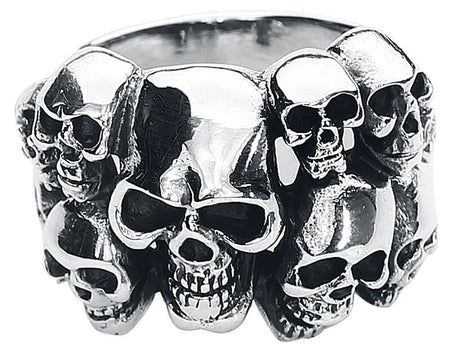Bague Gothic de etNox hard and heavy - Crânes - pour Homme - couleur argent - etNox hard and heavy