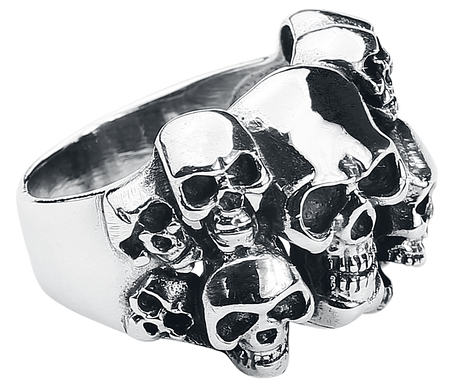 Bague Gothic de etNox hard and heavy - Crânes - pour Homme - couleur argent - etNox hard and heavy - View 2