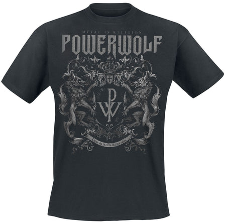 T-Shirt Manches courtes  de Powerwolf - Crest - Metal Is Religion - S à 3XL - pour Homme - noir - Powerwolf