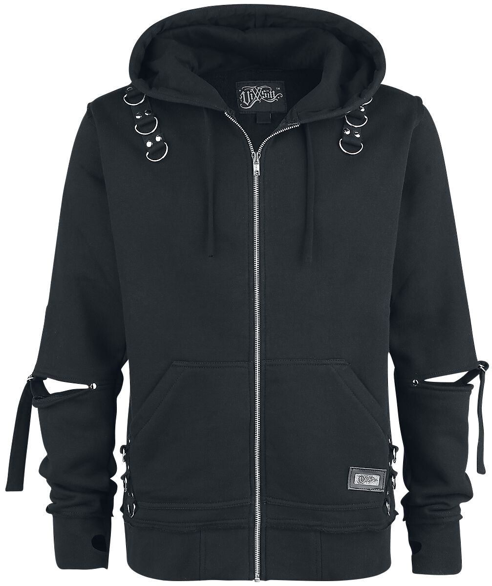 Sweat-shirt zippé à capuche Gothic de Vixxsin - Veste À Capuche Rhain - S à XXL - pour Homme - noir - Vixxsin