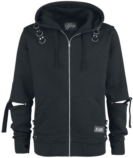 Sweat-shirt zippé à capuche Gothic de Vixxsin - Veste À Capuche Rhain - S à XXL - pour Homme - noir - Vixxsin