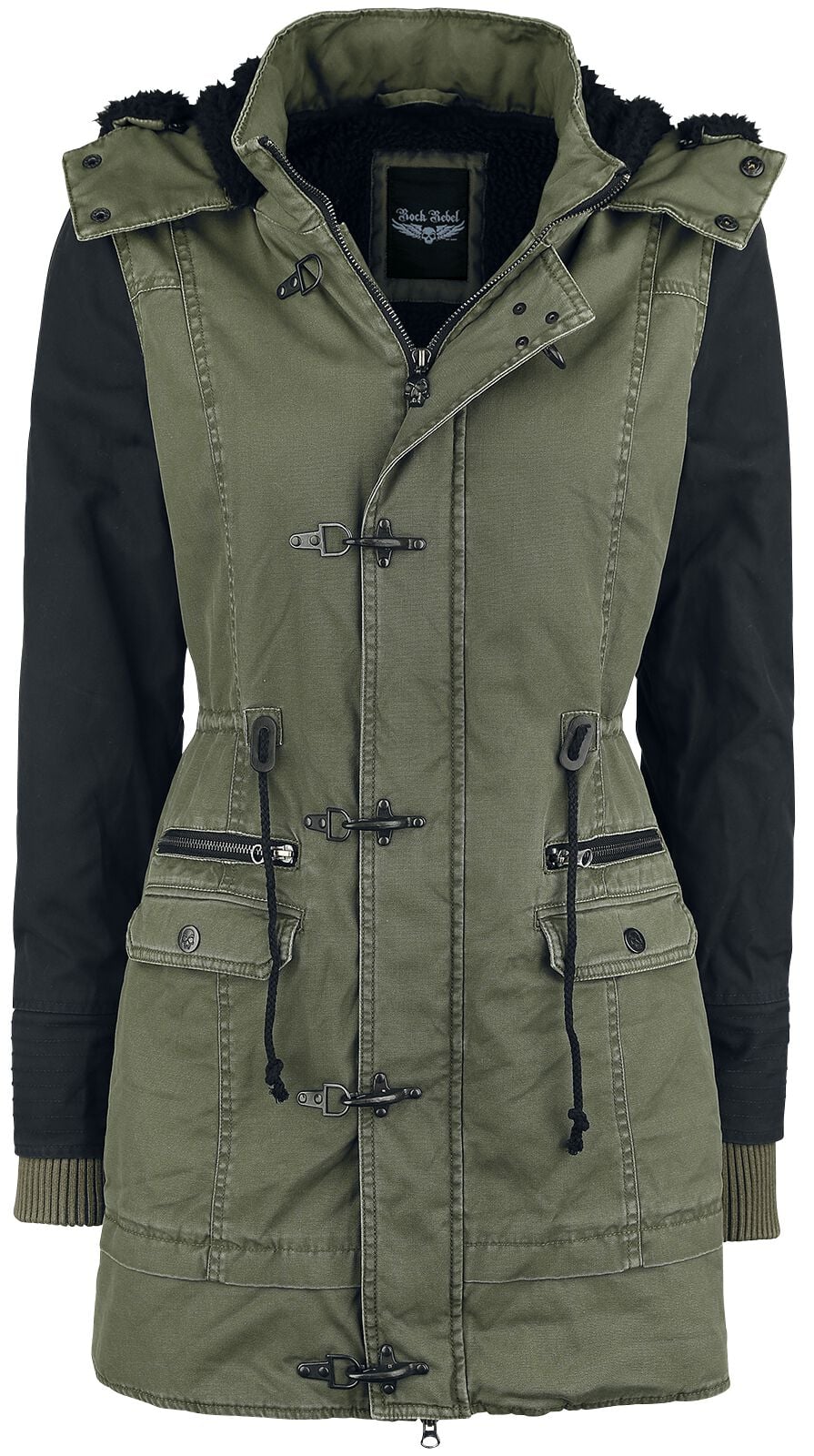 Manteau d'hiver  de Rock Rebel by EMP - Parka Femme - S à 3XL - pour Femme - olive/noir - Rock Rebel by EMP