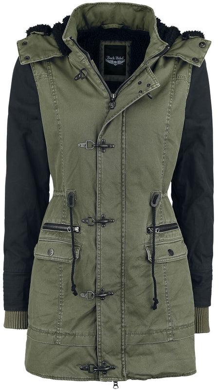 Manteau d'hiver  de Rock Rebel by EMP - Parka Femme - S à 3XL - pour Femme - olive/noir - Rock Rebel by EMP