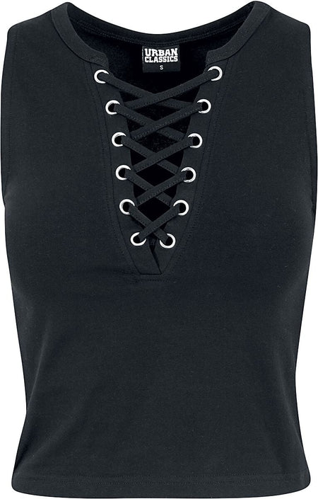 Top  de Urban Classics - Débardeur Court Avec Laçage - XS à S - pour Femme - noir - Urban Classics