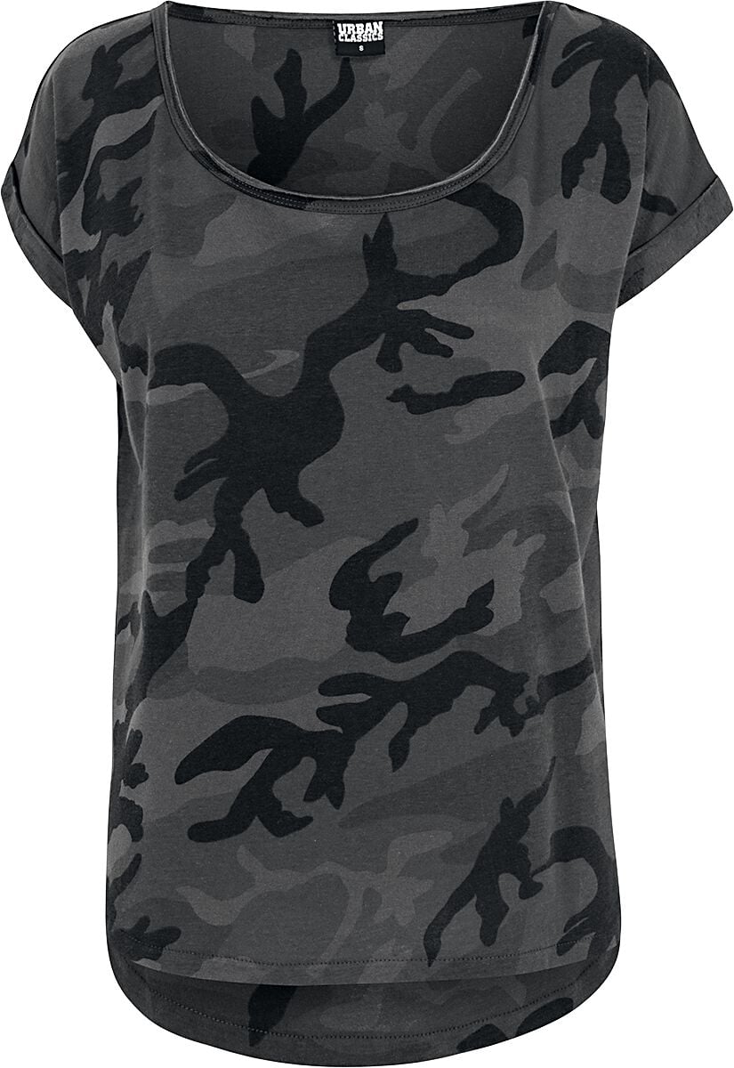 T-Shirt Manches courtes  de Urban Classics - T-shirt Camouflage Back Shaped - XS à 5XL - pour Femme - camouflage sombre - Urban Classics