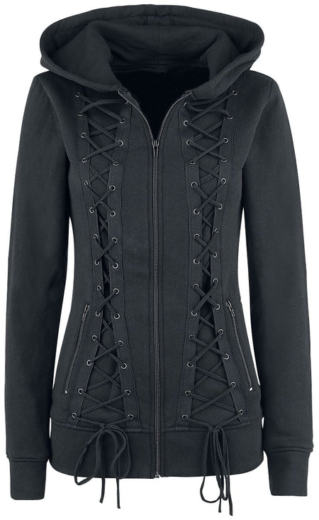 Sweat-shirt zippé à capuche Gothic de Gothicana by EMP - The Witching Hour - S à 5XL - pour Femme - noir - Gothicana by EMP