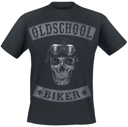 T-Shirt Manches courtes Rockabilly de Oldschool Biker Skull - S à 5XL - pour Homme - noir - Oldschool Biker Skull