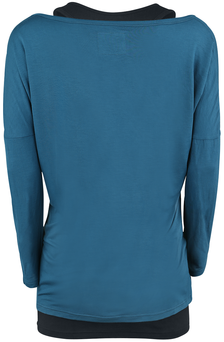 T-shirt manches longues  de Black Premium by EMP - Busting Loose - S à 3XL - pour Femme - noir/bleu - Black Premium by EMP - View 2