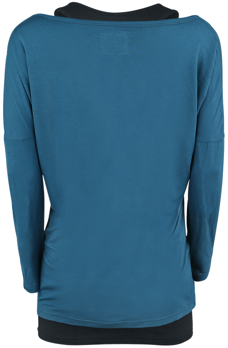 T-shirt manches longues  de Black Premium by EMP - Busting Loose - S à 3XL - pour Femme - noir/bleu - Black Premium by EMP - View 2