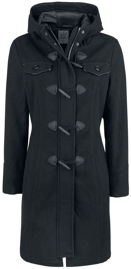 Manteau en laine  de Brandit - Long Dufflecoat - XS à XXL - pour Femme - noir - Brandit