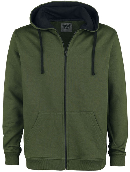 Sweat-shirt zippé à capuche  de Black Premium by EMP - Mask Of Sanity - S à 5XL - pour Homme - olive - Black Premium by EMP