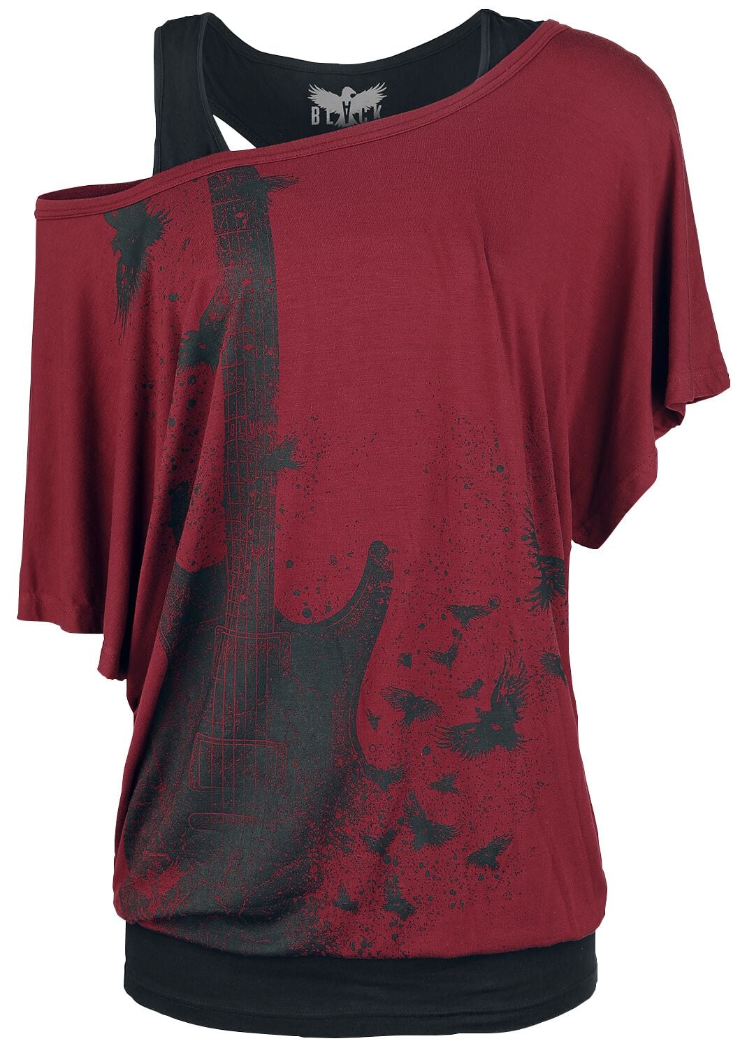 T-Shirt Manches courtes  de Black Premium by EMP - When The Heart Rules The Mind - S à 5XL - pour Femme - bordeaux/noir - Black Premium by EMP