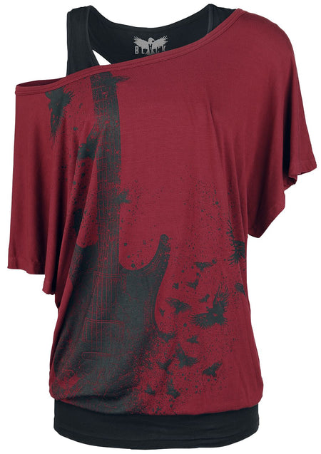 T-Shirt Manches courtes  de Black Premium by EMP - When The Heart Rules The Mind - S à 5XL - pour Femme - bordeaux/noir - Black Premium by EMP